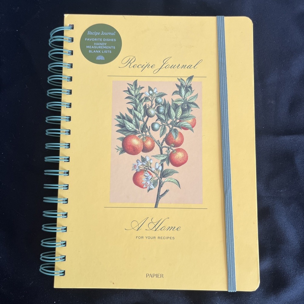 NEW Papier Yellow Recipe Journal Oranges Design Spiral Bound Notebook